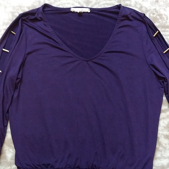 Another Reason Women's Long Sleeve Purple Blouse With Gold on Sleeves,size small - Picture 5 of 6